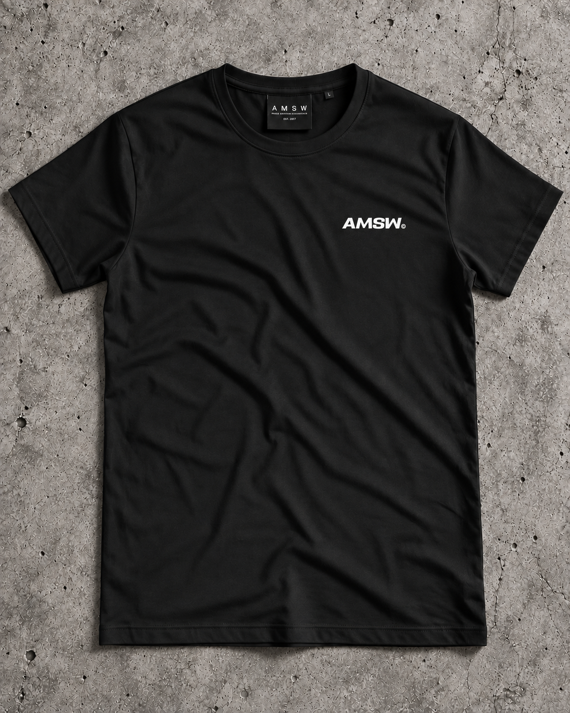 AMSW Logo Muscle Tee i sort med AMSW-logo