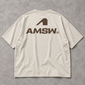 AMSW Stack Logo Tee in Ecru / Espresso, back view