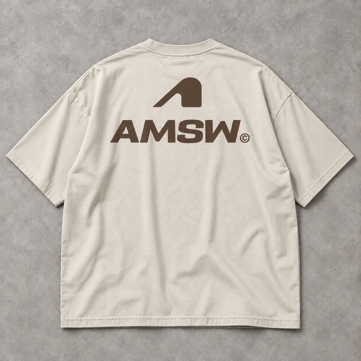AMSW Stack Logo Tee in Ecru / Espresso, back view