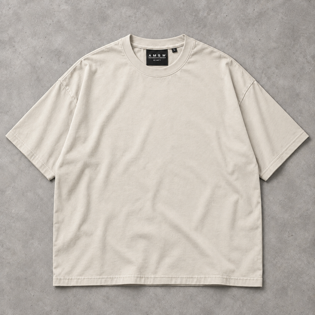 AMSW Stack Logo Tee in Ecru / Espresso, front view