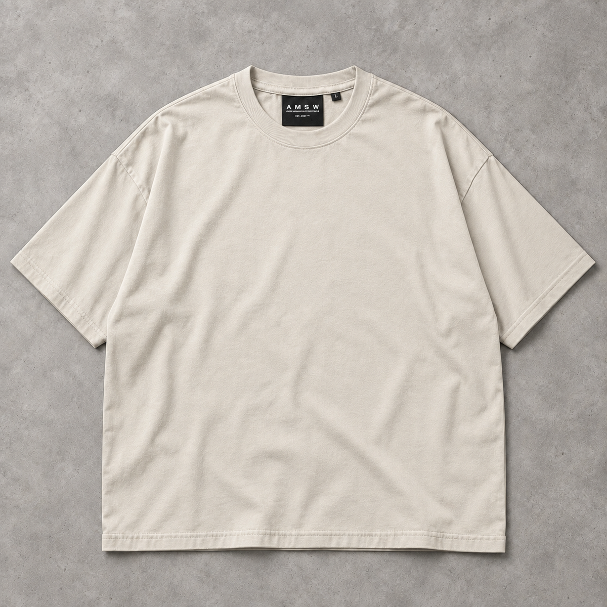 AMSW Stack Logo Tee in Ecru / Espresso, front view
