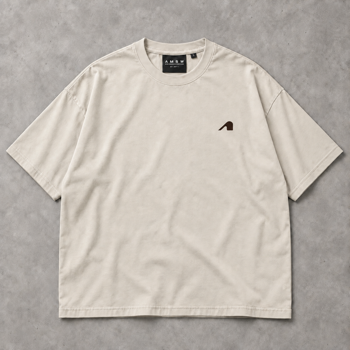 AMSW STACK LOGO TEE | ECRU / ESPRESSO