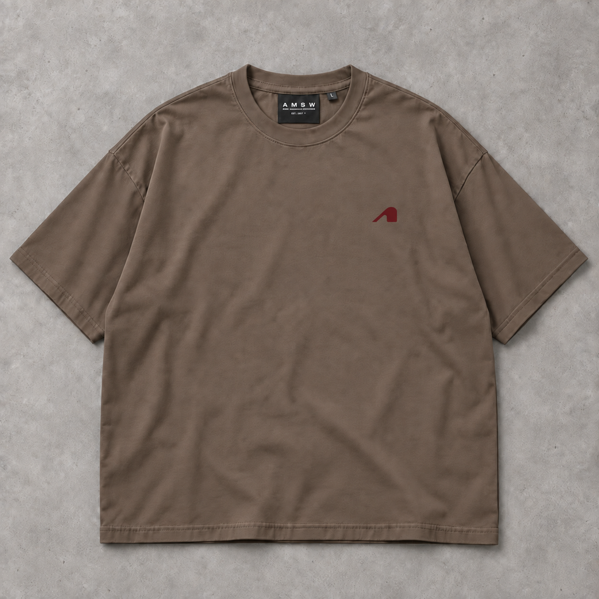 AMSW STACK LOGO TEE | MOCHA / OXBLOOD