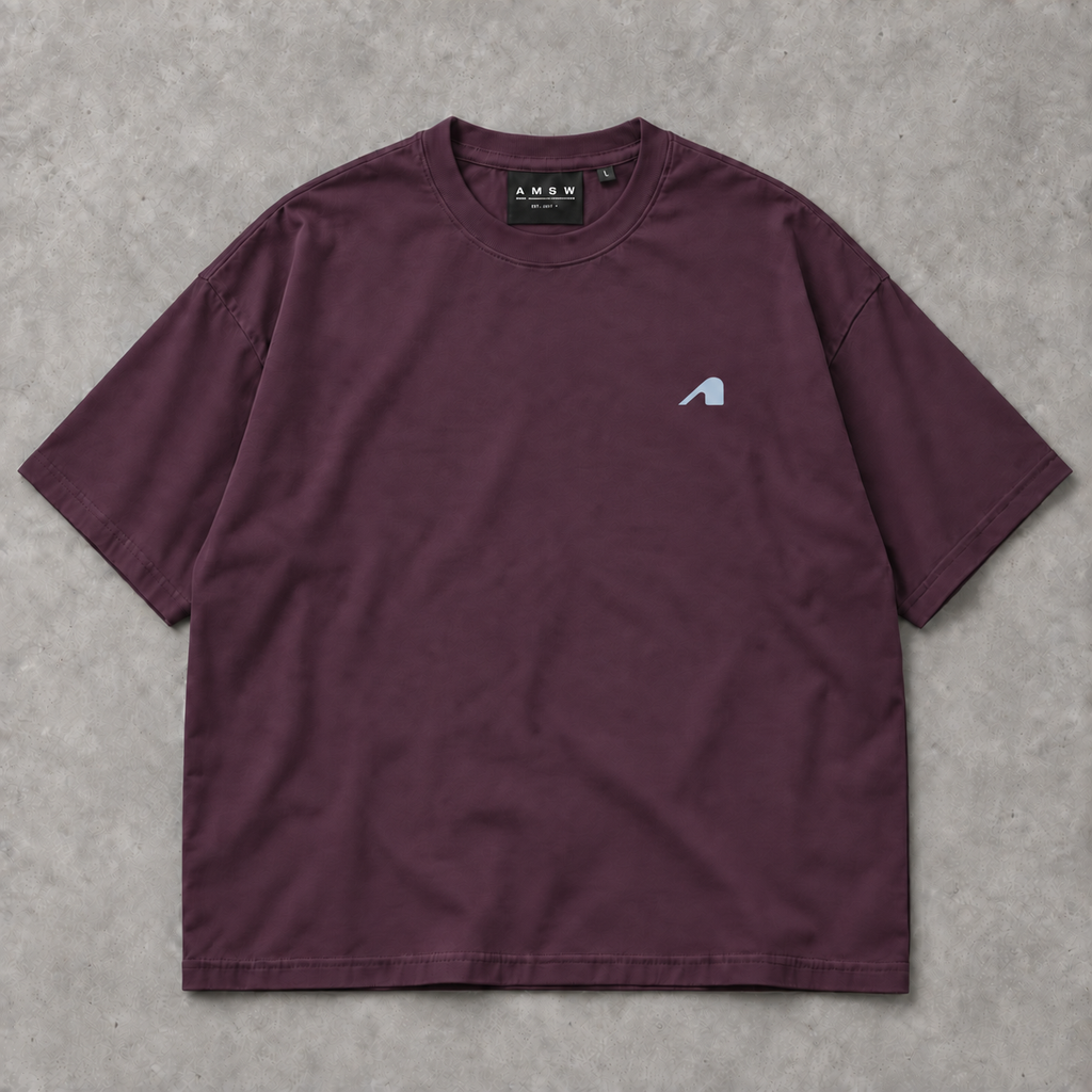 AMSW STACK LOGO TEE | PLUM / POWDER BLUE