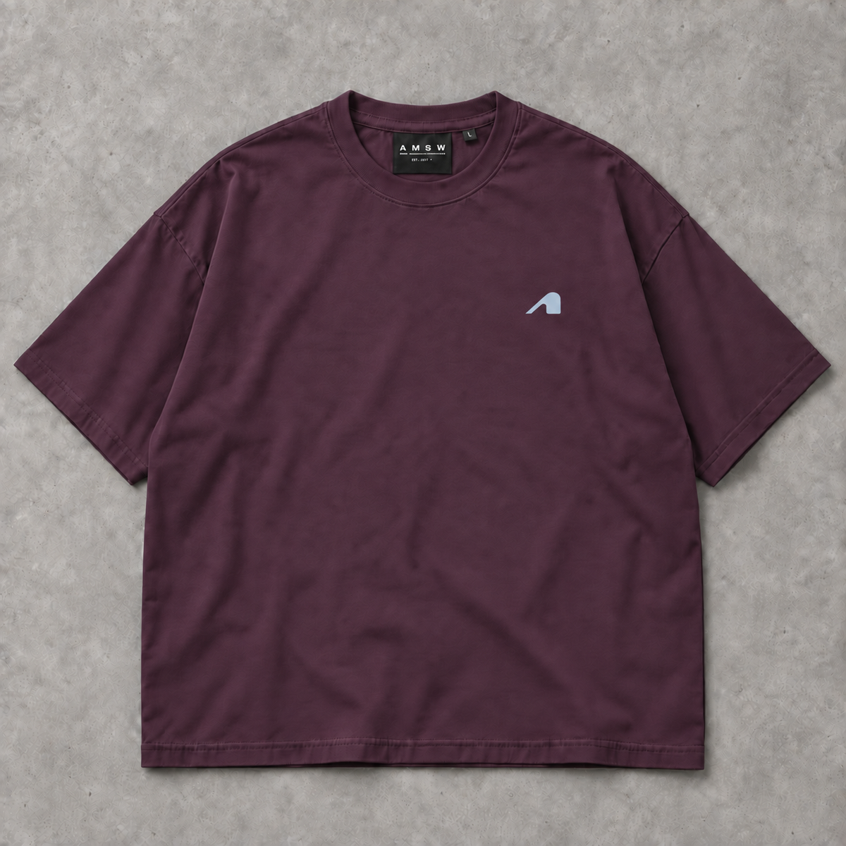 AMSW STACK LOGO TEE | PLUM / POWDER BLUE